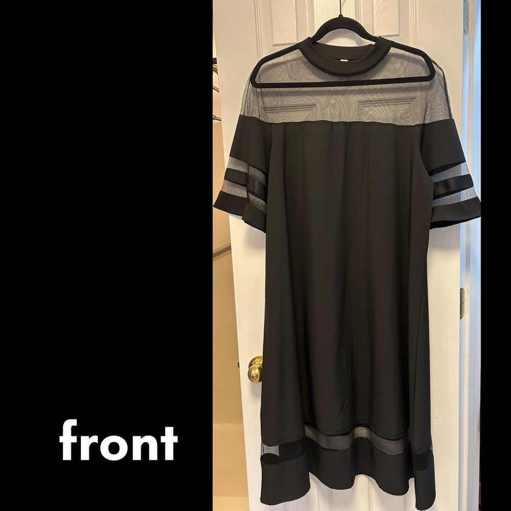 Elegant Black Dress with Mesh Detail [womens XL]